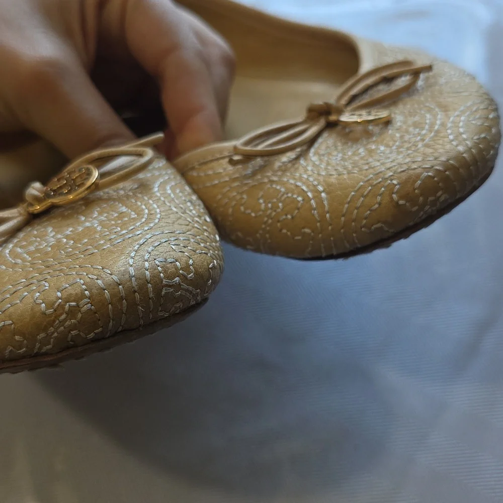 🌸tory Burch Chelsea Gold‎ Ballet Flats 8.5